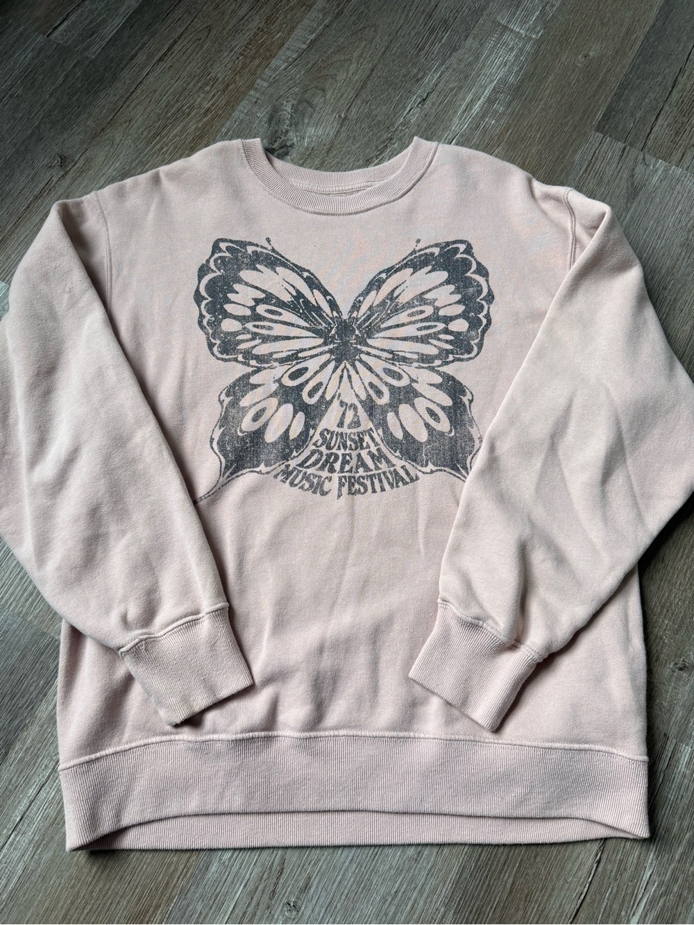 Hollister Sunset Dream Music Festival Butterfly Graphic Sweatshirt Crewneck XS S